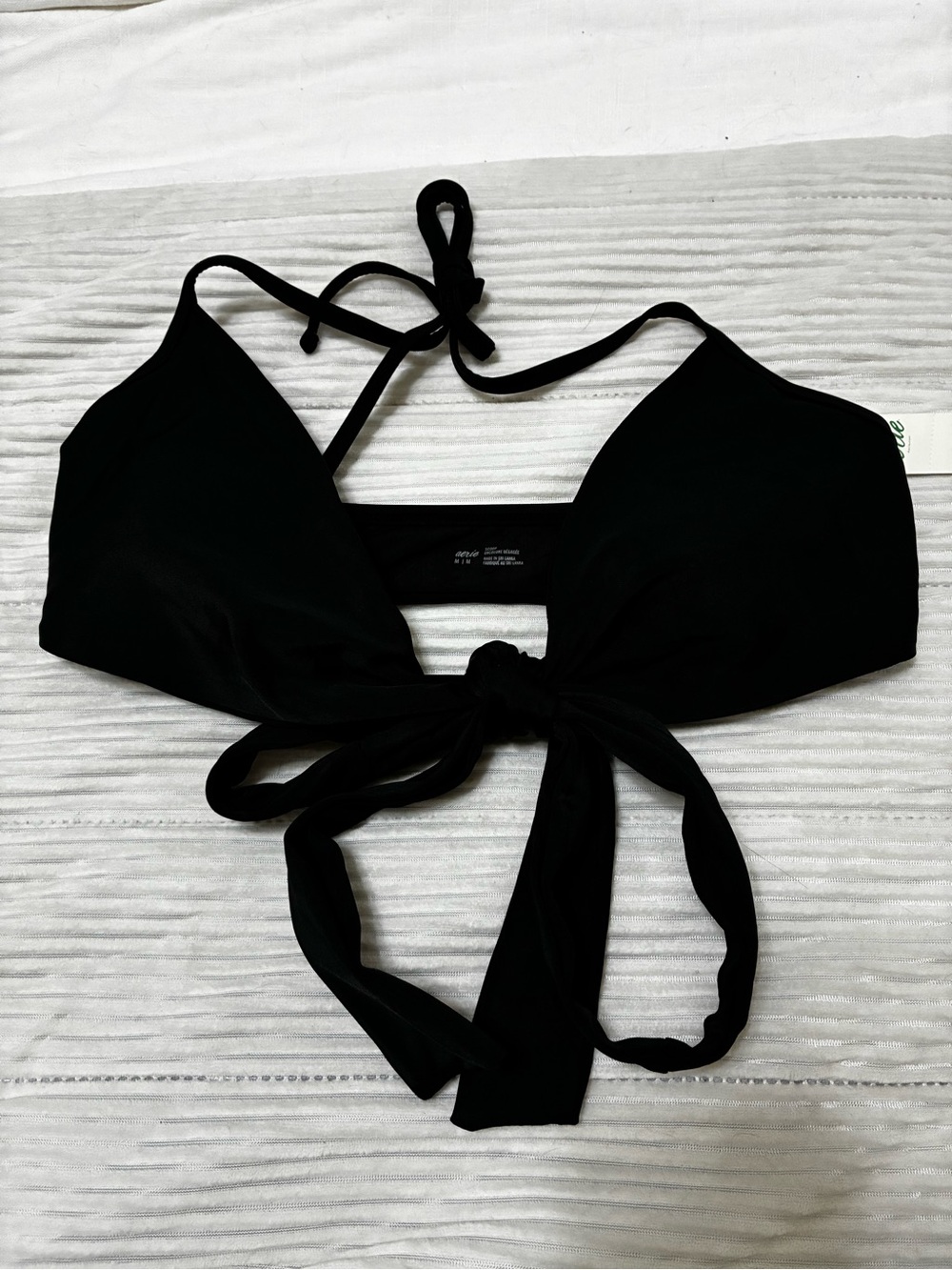 aerie Black One-Shoulder Bikini Top
